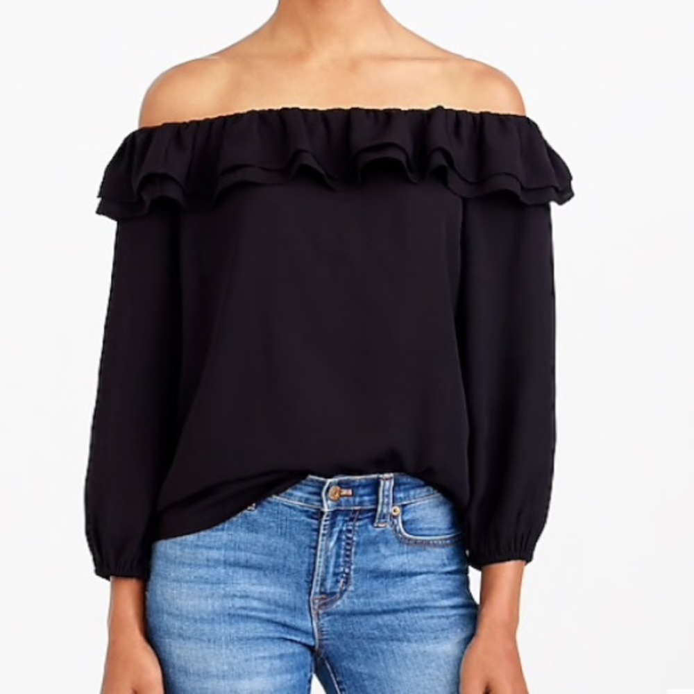 J Crew Ruffle Convertible On/Off Shoulder Blouse - Picture 3 of 8